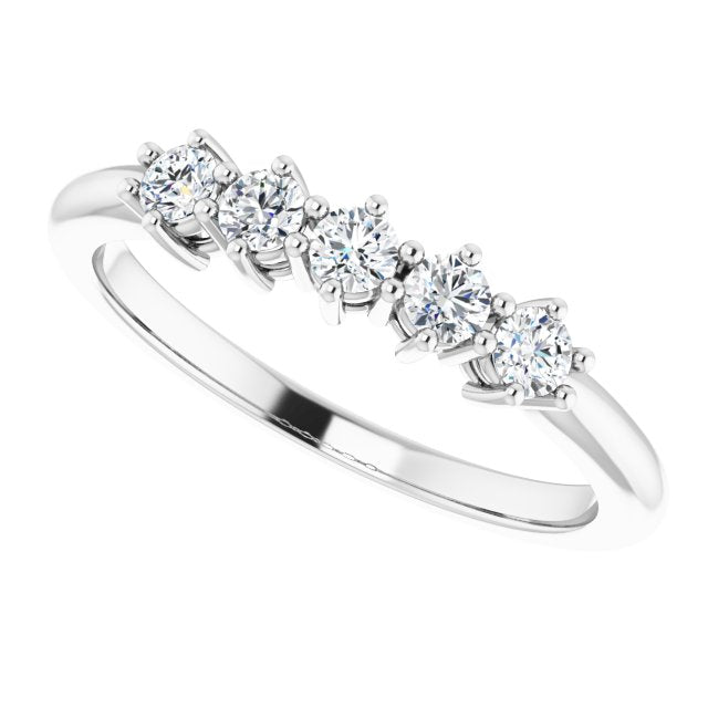 0.34 ct. Round Cut Diamond Wedding Band 5 Stone Anniversary Ring-VIRABYANI